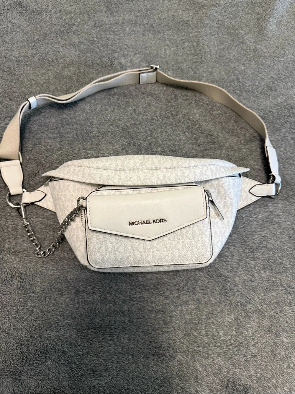 Michael Kors White Monogram Crossbody Belt Bag